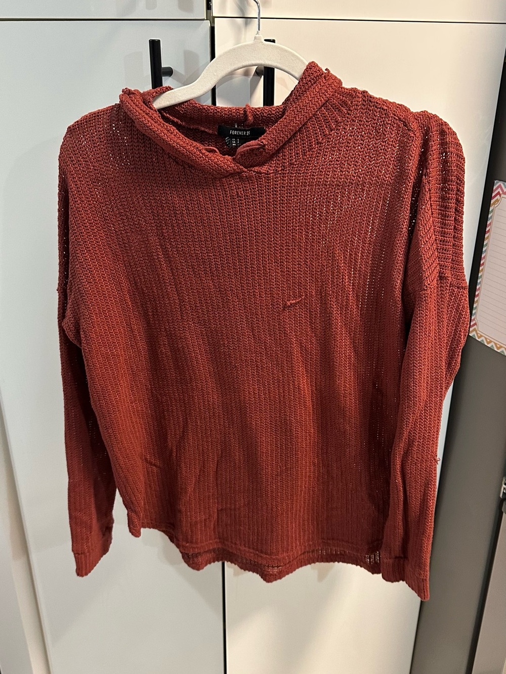 Forever 21 Rust-Red Knit Cowl Neck Sweater